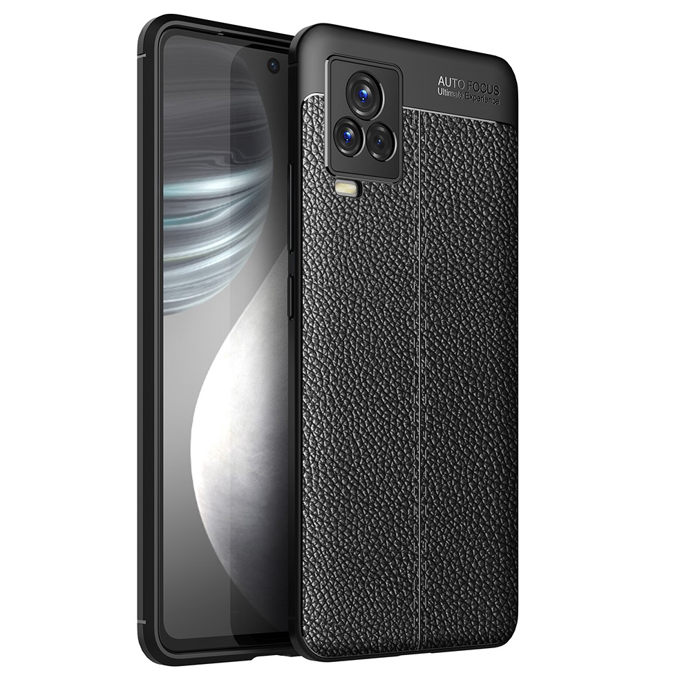 Litchi Texture Scratch Resistant TPU Protective Phone Cover for vivo iQOO 7 - Black-1