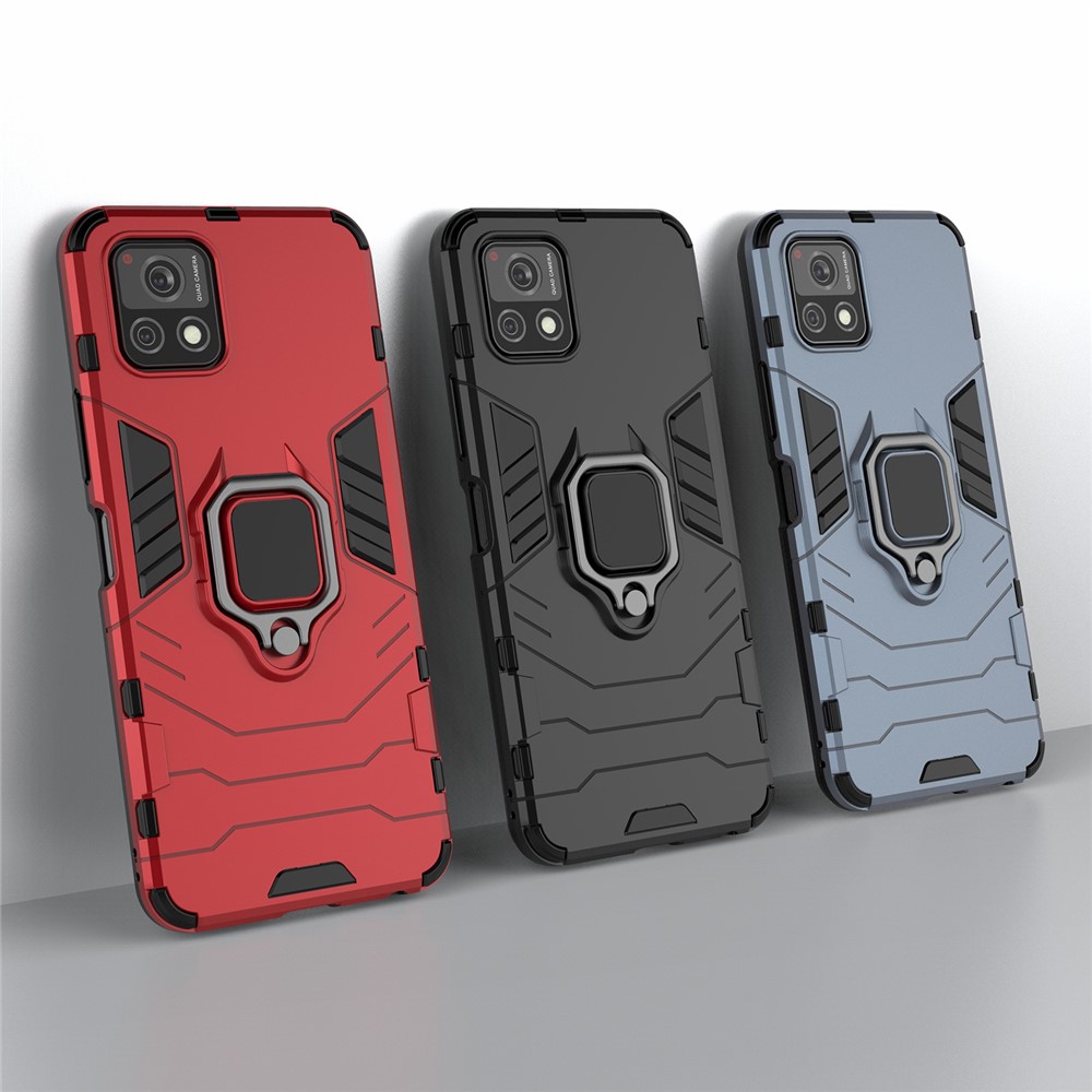 For vivo Y52s 5G Ring-Shape Kickstand PC + TPU Combo Phone Cover - Black-10