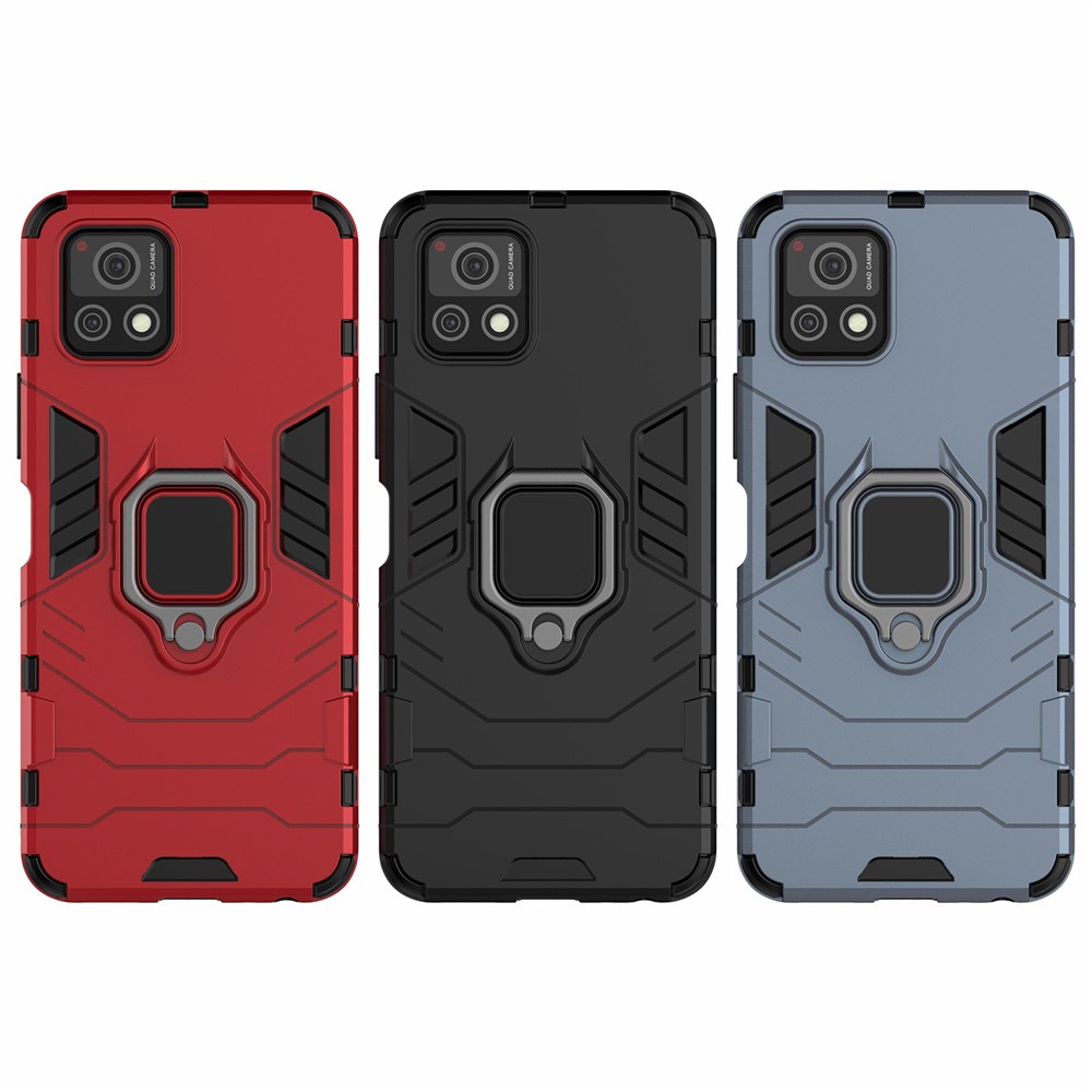 For vivo Y52s 5G Ring-Shape Kickstand PC + TPU Combo Phone Cover - Black-11