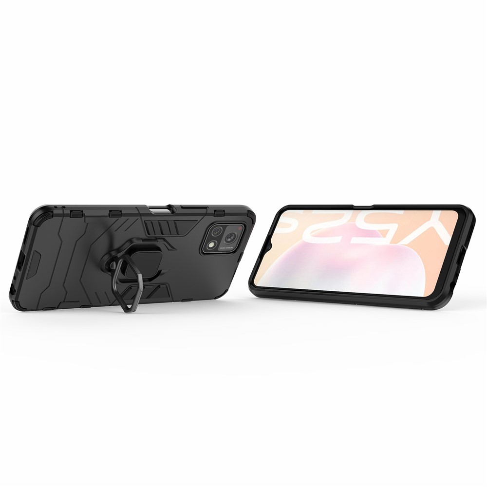 For vivo Y52s 5G Ring-Shape Kickstand PC + TPU Combo Phone Cover - Black-3