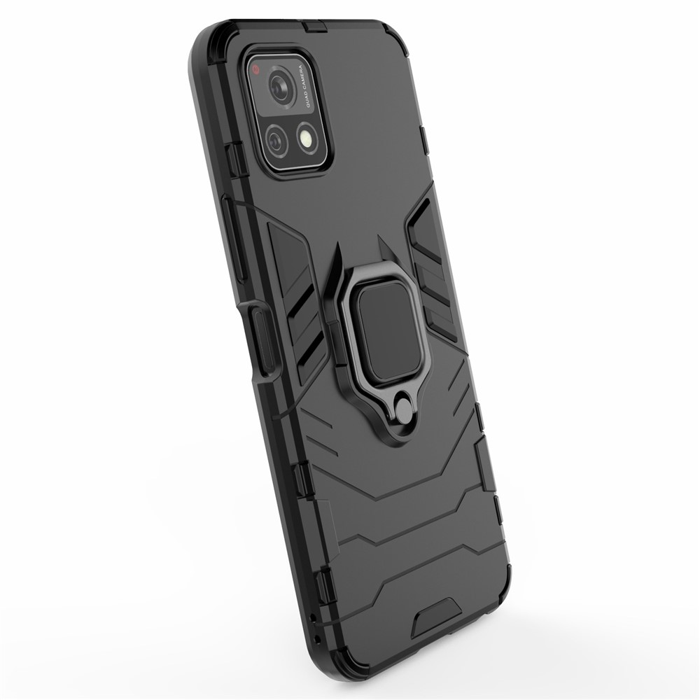 For vivo Y52s 5G Ring-Shape Kickstand PC + TPU Combo Phone Cover - Black-6