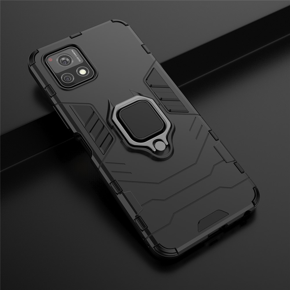 For vivo Y52s 5G Ring-Shape Kickstand PC + TPU Combo Phone Cover - Black-8