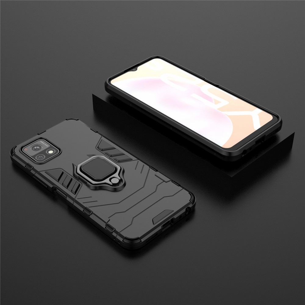 For vivo Y52s 5G Ring-Shape Kickstand PC + TPU Combo Phone Cover - Black-9