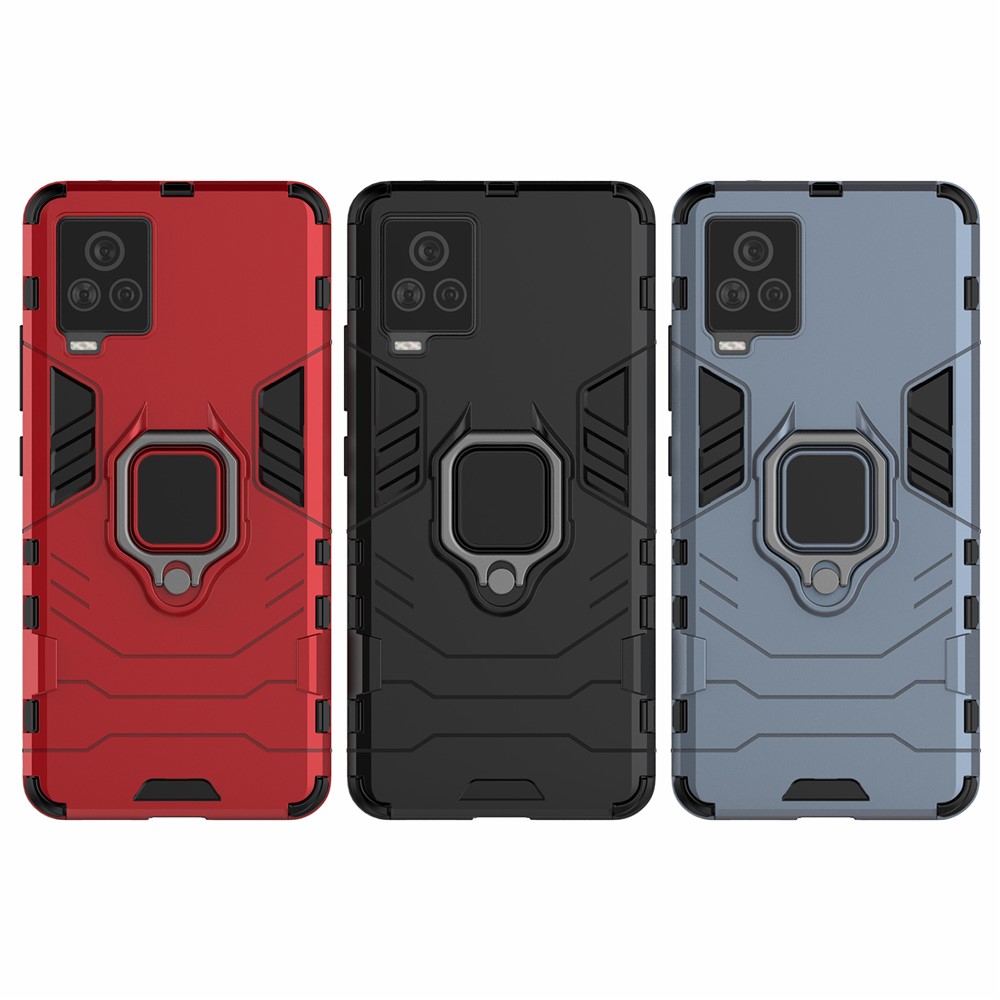 For vivo iQOO 7 Case Ring-Shape Kickstand PC + TPU Combo Cover - Black-11