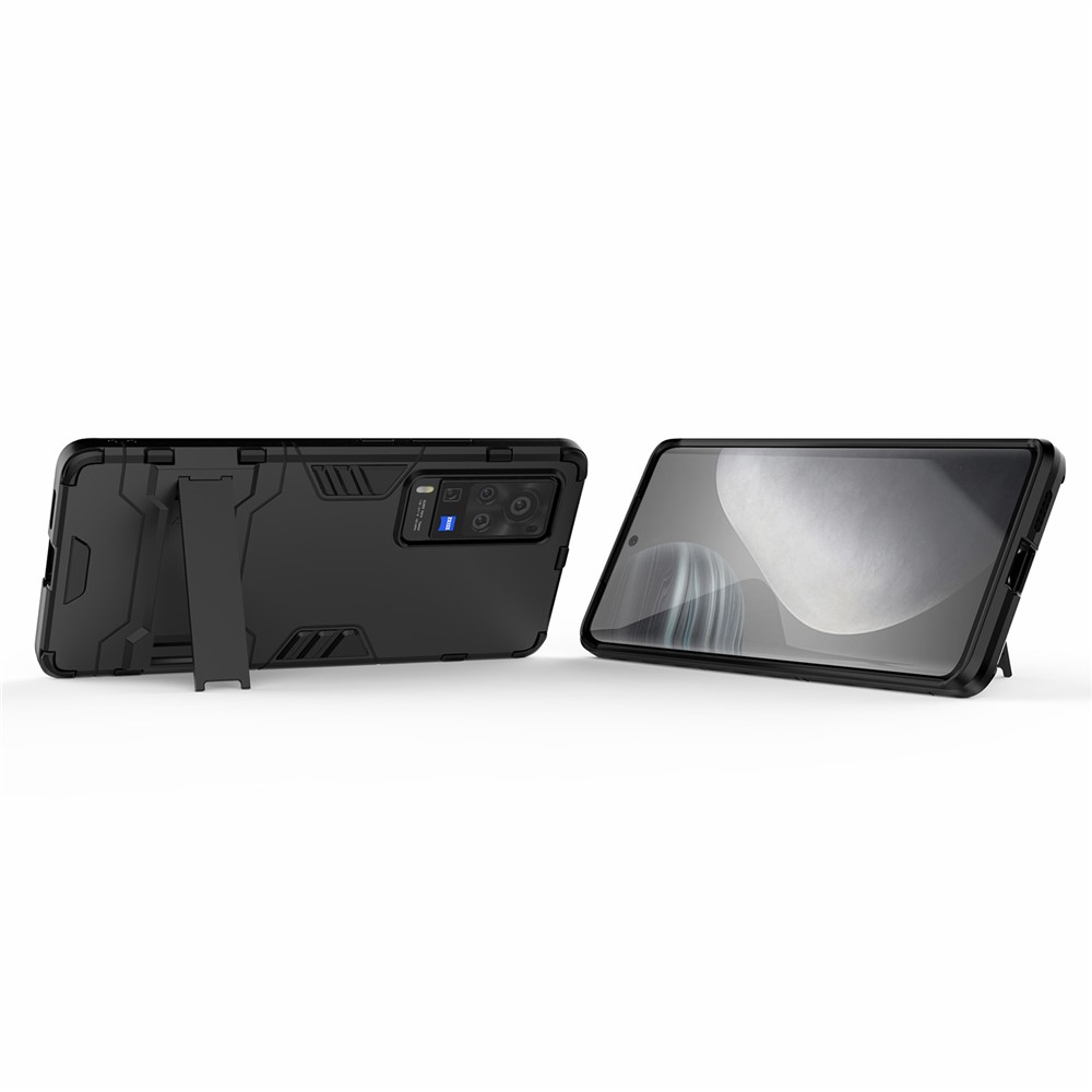 2 En 1 Dual Calque Plastique + TPU Coque De Téléphone Hybride Hybride Avec Kickstand Pour VIVO X60 PRO 5G - Noir-3