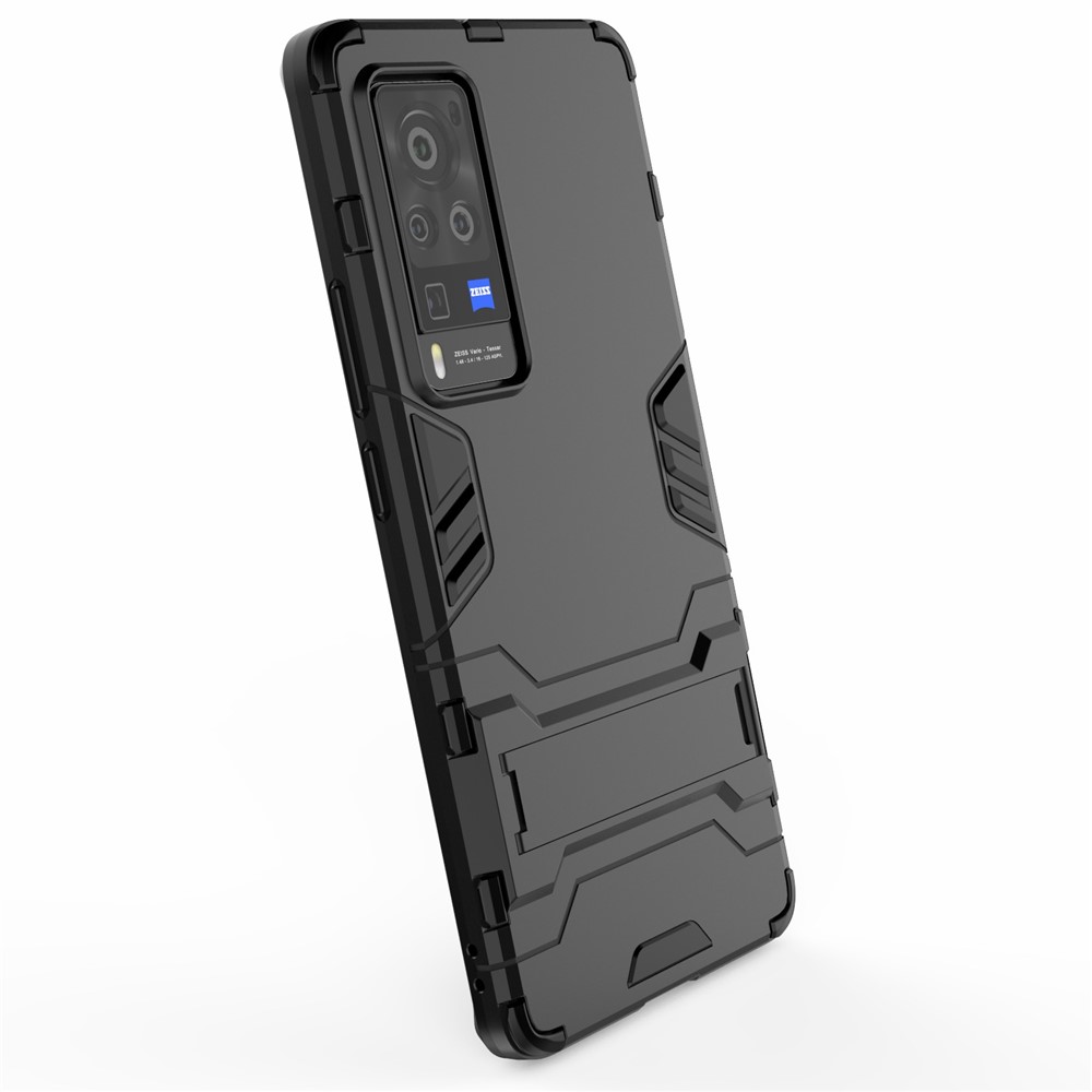 2 in 1 Dual Layer Plastic + TPU Hybrid Phone Cover Case with Kickstand for vivo X60 Pro (China) - Black-6