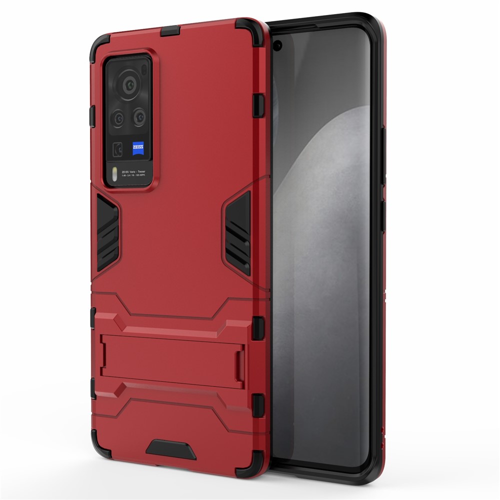 2 in 1 Dual Layer Plastic + TPU Hybrid Phone Cover Case with Kickstand for vivo X60 Pro 5G - Red-1
