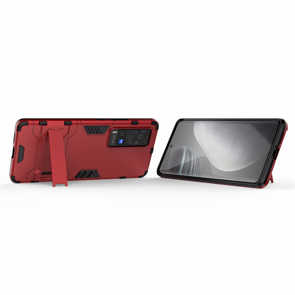 2 in 1 Dual Layer Plastic + TPU Hybrid Phone Cover Case with Kickstand for vivo X60 Pro 5G - Red-3