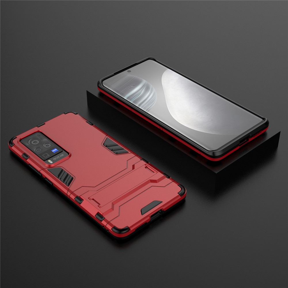 2 in 1 Dual Layer Plastic + TPU Hybrid Phone Cover Case with Kickstand for vivo X60 Pro 5G - Red-5