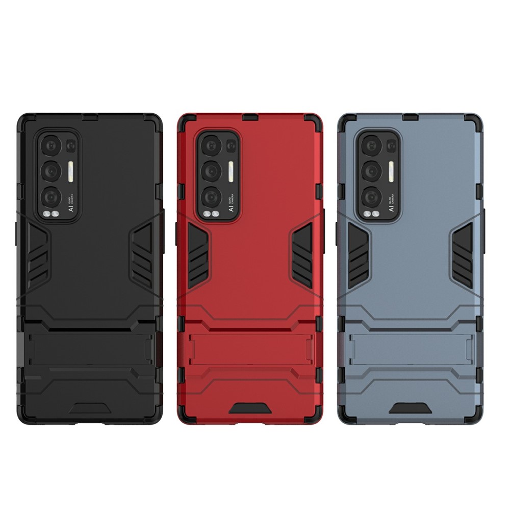 2 in 1 Kickstand Protector Plastic + TPU Hybrid Cover for Oppo Reno5 Pro+ 5G - Red-6