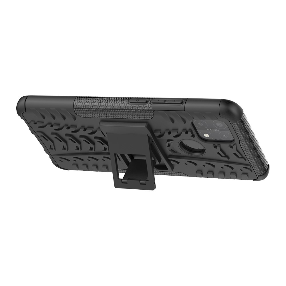 Kickstand Design Cool Tyre Surface PC + TPU Hybrid Shell Case for OPPO A15 - Black-6