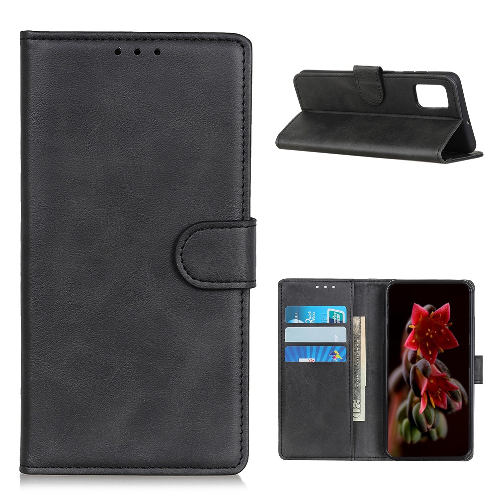 PU Leather Full Protection Phone Stand Shell for Oppo A93 5G Phone Wallet Case - Black-1