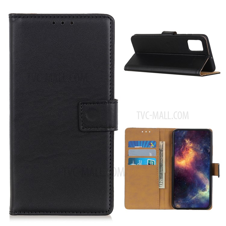 Stand Wallet Design Magnetic Clasp Leather Shell Case for Oppo A93 5G - Black-1