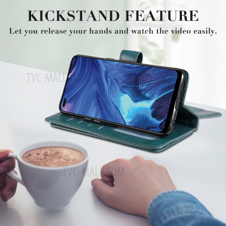 Quality Leather Wallet Design Cover Shell with Multi-function 10 Card Slots for Oppo Reno4 4G (Indian Version) - Green-15