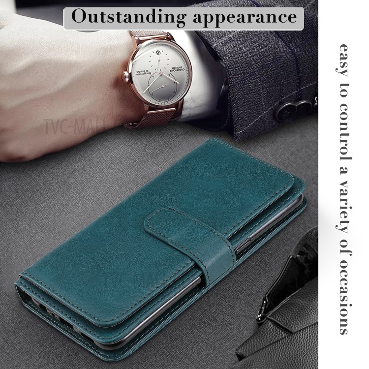 Quality Leather Wallet Design Cover Shell with Multi-function 10 Card Slots for Oppo Reno4 4G (Indian Version) - Green-17