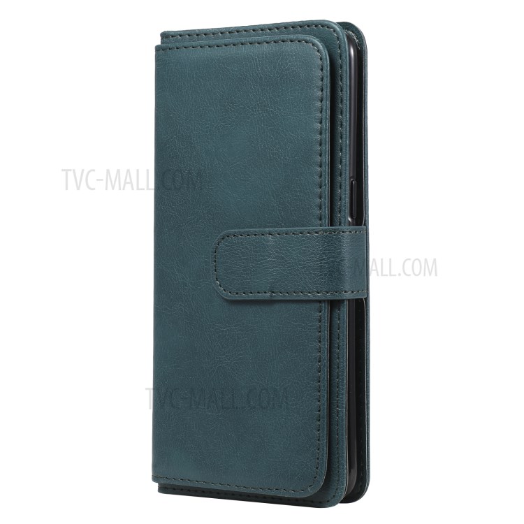 Quality Leather Wallet Design Cover Shell with Multi-function 10 Card Slots for Oppo Reno4 4G (Indian Version) - Green-3