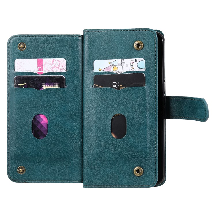Quality Leather Wallet Design Cover Shell with Multi-function 10 Card Slots for Oppo Reno4 4G (Indian Version) - Green-5