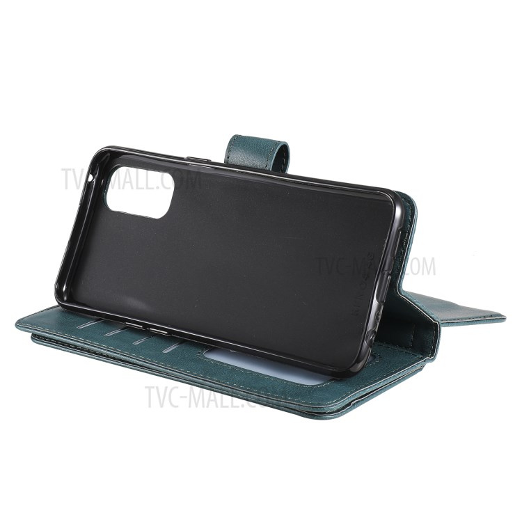 Quality Leather Wallet Design Cover Shell with Multi-function 10 Card Slots for Oppo Reno4 4G (Indian Version) - Green-9