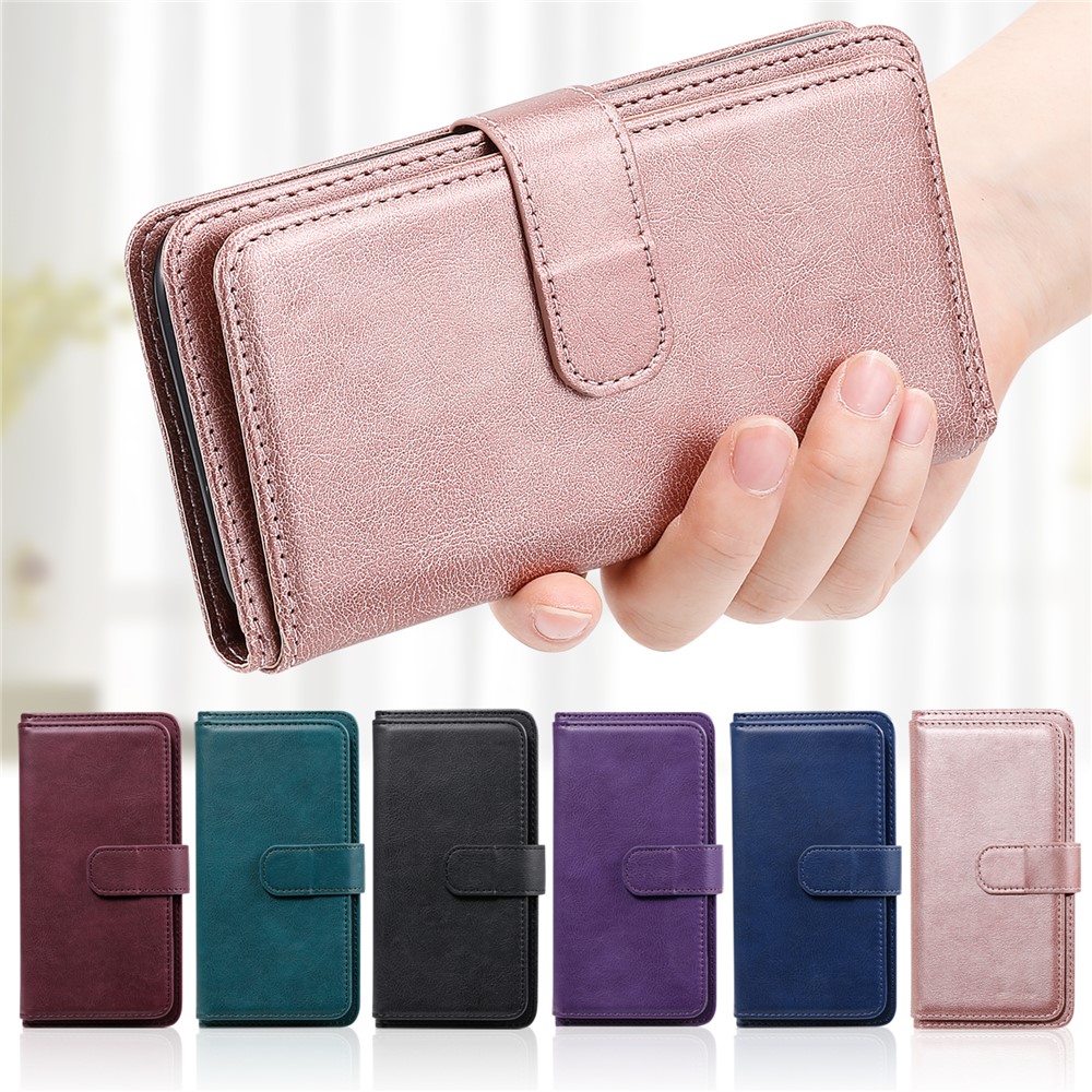 Quality Leather Wallet Design Cover Shell with Multi-function 10 Card Slots for Realme 7i (Global) / Realme C17 - Rose Gold-23