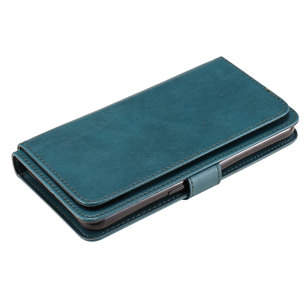 Quality Leather Wallet Design Cover Shell with Multi-function 10 Card Slots for Oppo F17 (4G) / Oppo A73 (4G) - Green-12