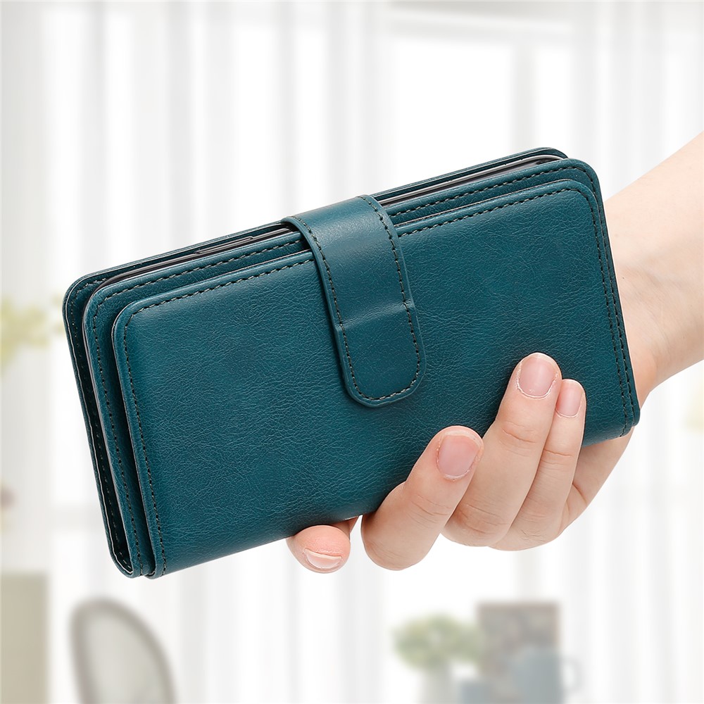 Quality Leather Wallet Design Cover Shell with Multi-function 10 Card Slots for Oppo F17 (4G) / Oppo A73 (4G) - Green-13
