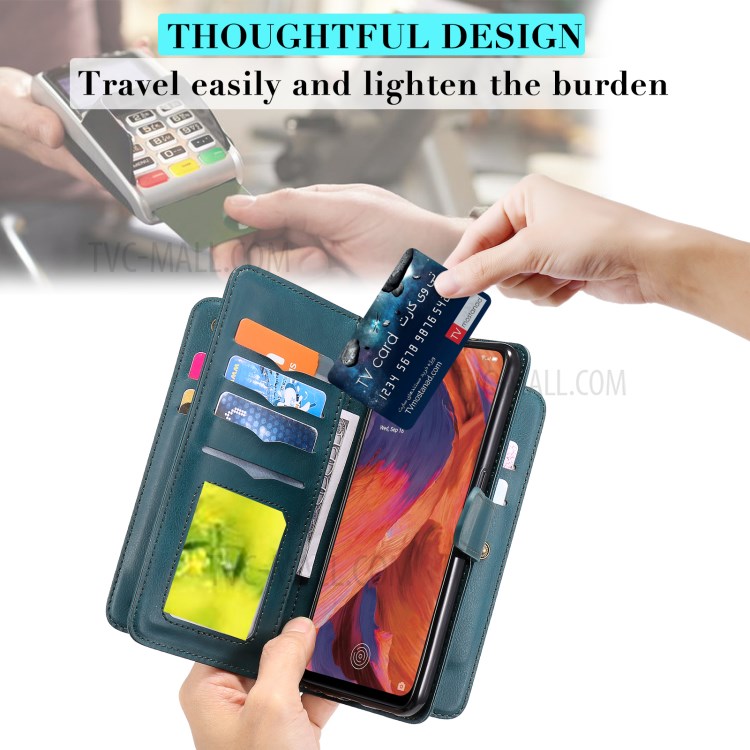 Quality Leather Wallet Design Cover Shell with Multi-function 10 Card Slots for Oppo F17 (4G) / Oppo A73 (4G) - Green-15