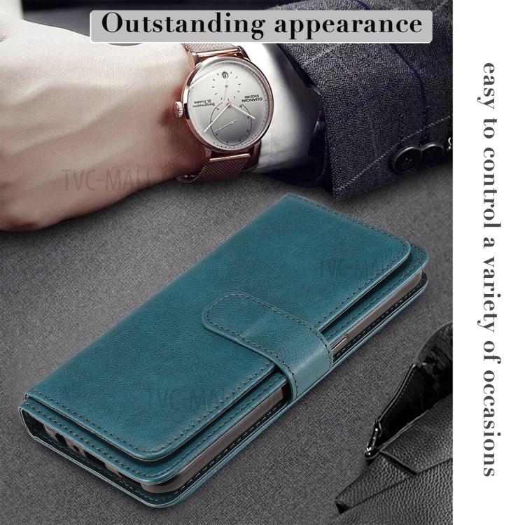 Quality Leather Wallet Design Cover Shell with Multi-function 10 Card Slots for Oppo F17 (4G) / Oppo A73 (4G) - Green-18