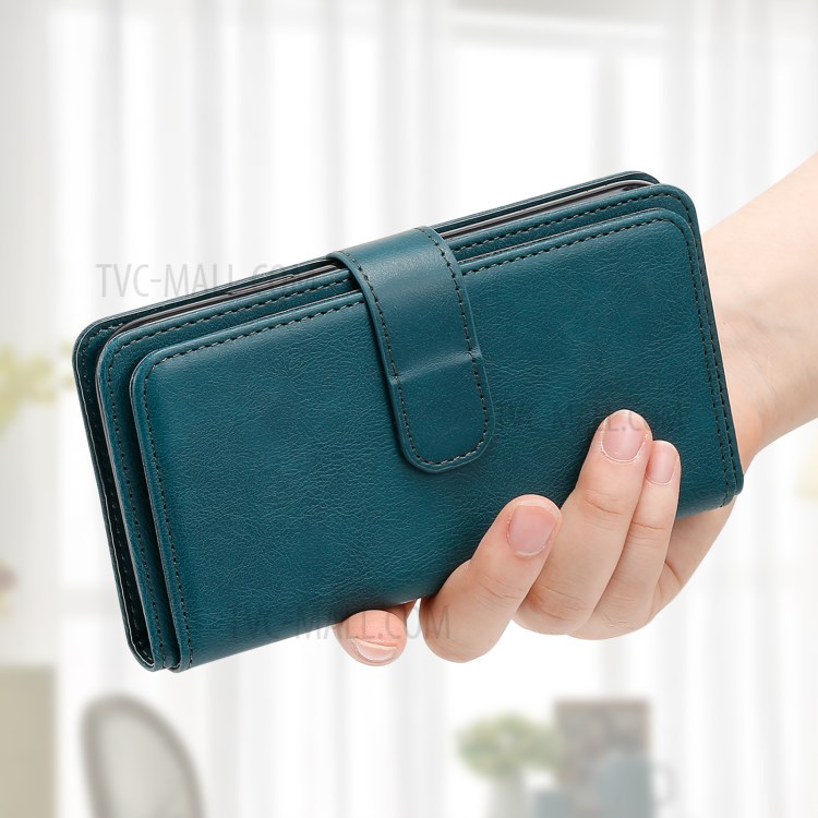 Quality Leather Wallet Design Cover Shell with Multi-function 10 Card Slots for Oppo F17 (4G) / Oppo A73 (4G) - Green-21