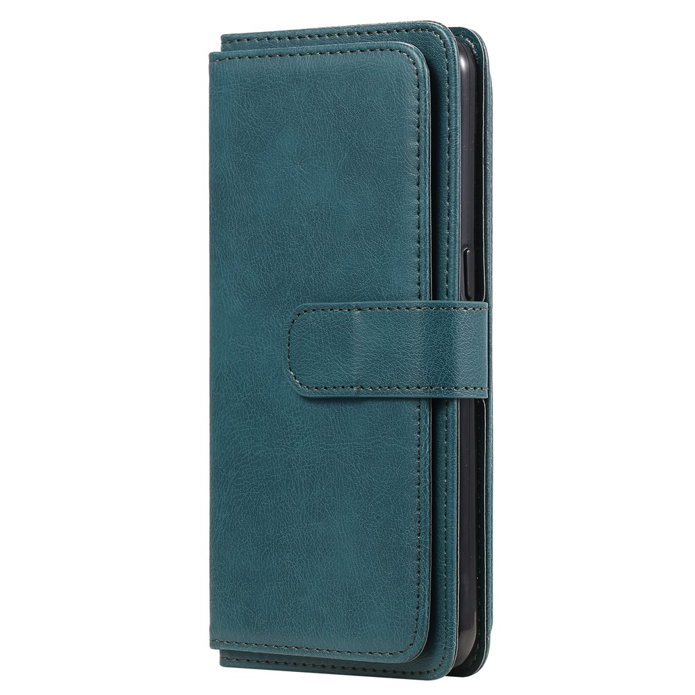 Quality Leather Wallet Design Cover Shell with Multi-function 10 Card Slots for Oppo F17 (4G) / Oppo A73 (4G) - Green-3