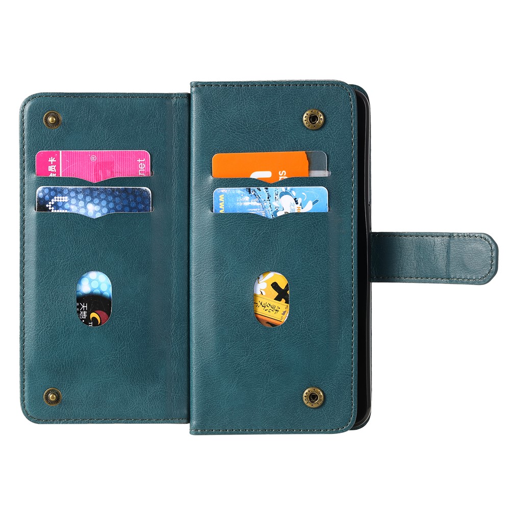 Quality Leather Wallet Design Cover Shell with Multi-function 10 Card Slots for Oppo F17 (4G) / Oppo A73 (4G) - Green-5
