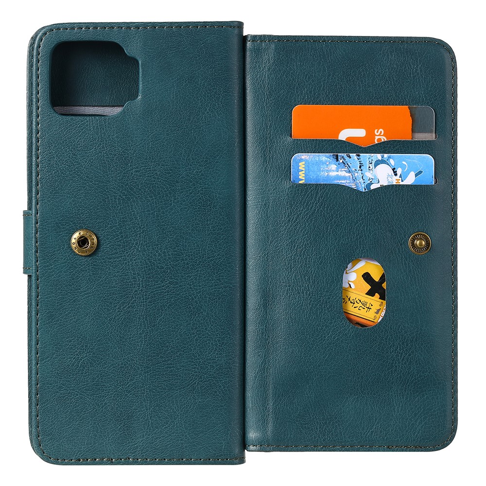 Quality Leather Wallet Design Cover Shell with Multi-function 10 Card Slots for Oppo F17 (4G) / Oppo A73 (4G) - Green-8