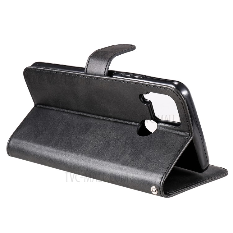 Zipper Pocket Leather Protector Wallet Stand Case for Realme C15/C12/Narzo 20/7i (Global) - Black-7