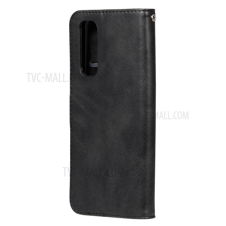 Zipper Pocket Leather Wallet Stand Case for Realme Narzo 20 Pro/Realme 7 (Asia) - Black-4