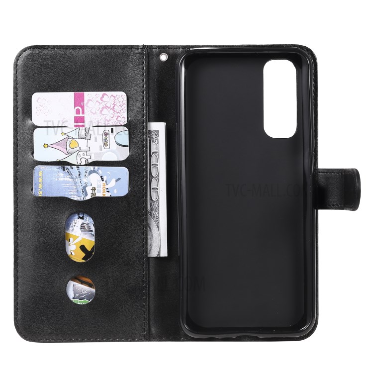 Zipper Pocket Leather Wallet Stand Case for Realme Narzo 20 Pro/Realme 7 (Asia) - Black-5