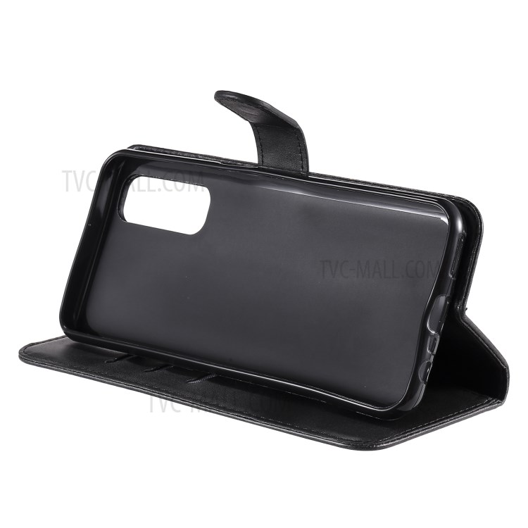 Zipper Pocket Leather Wallet Stand Case for Realme Narzo 20 Pro/Realme 7 (Asia) - Black-8