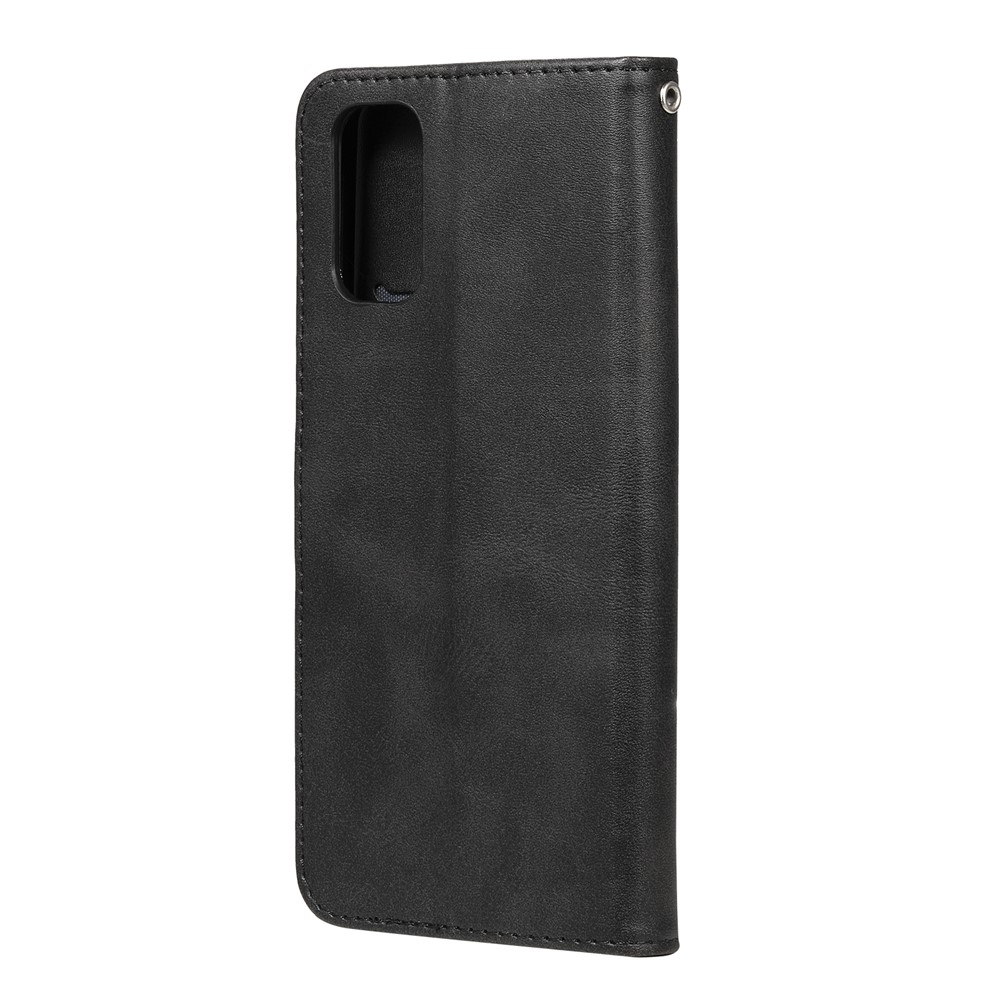 Zipper Pocket Leather Wallet Stand Case for Realme 7 Pro - Black-4