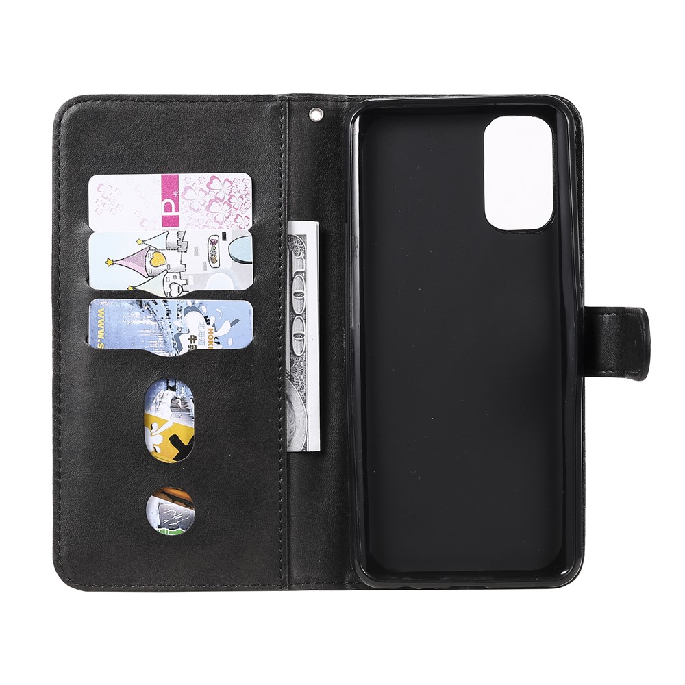 Zipper Pocket Leather Wallet Stand Case for Realme 7 Pro - Black-5