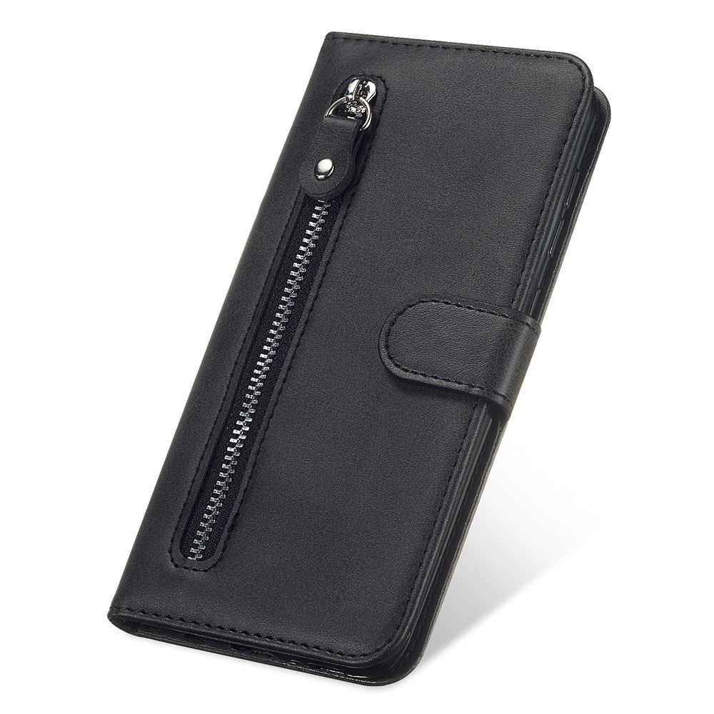 Zipper Pocket Leather Wallet Stand Case for Realme 7 Pro - Black-9
