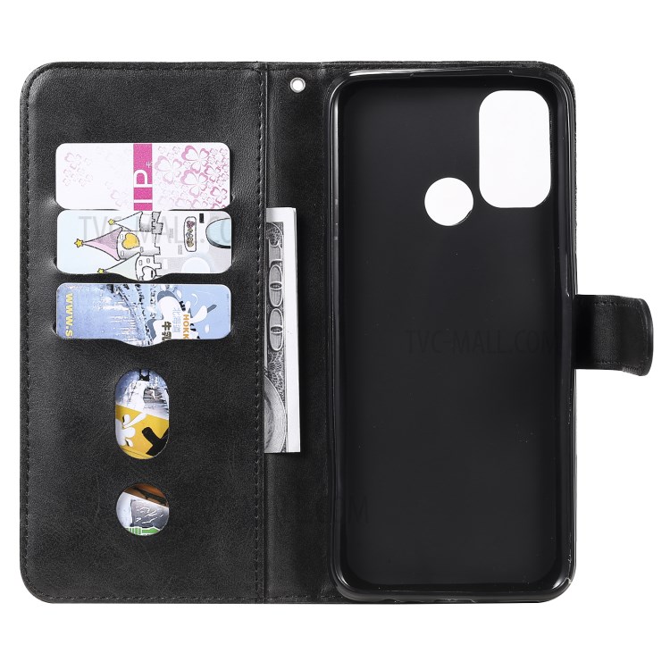 Zipper Pocket Leather Wallet Stand Case for Oppo A32 (2020) / A33 (2020) / A53s / A53 (2020) - Black-5