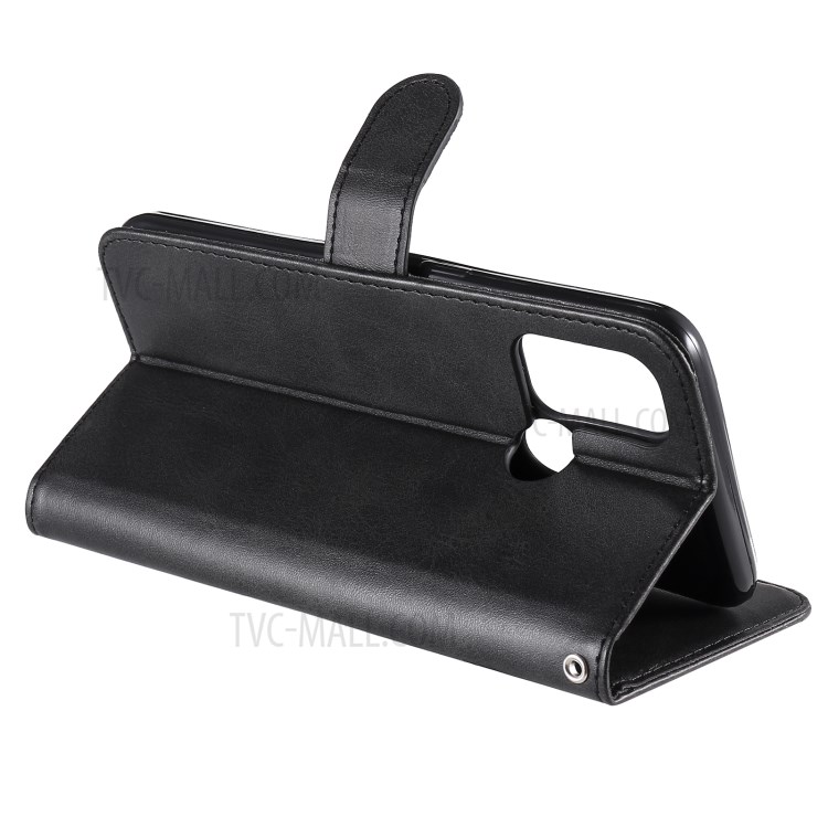 Zipper Pocket Leather Wallet Stand Case for Oppo A32 (2020) / A33 (2020) / A53s / A53 (2020) - Black-7