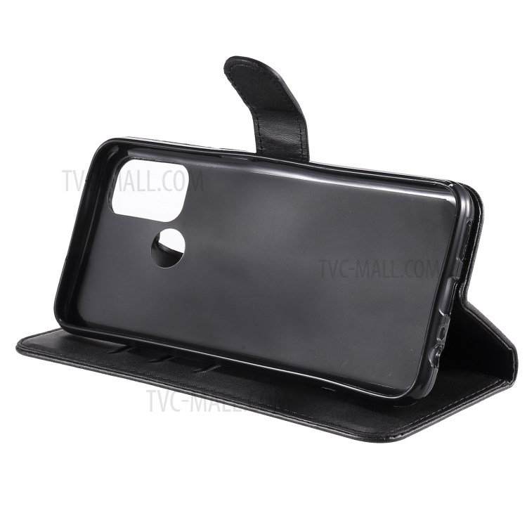 Zipper Pocket Leather Wallet Stand Case for Oppo A32 (2020) / A33 (2020) / A53s / A53 (2020) - Black-8