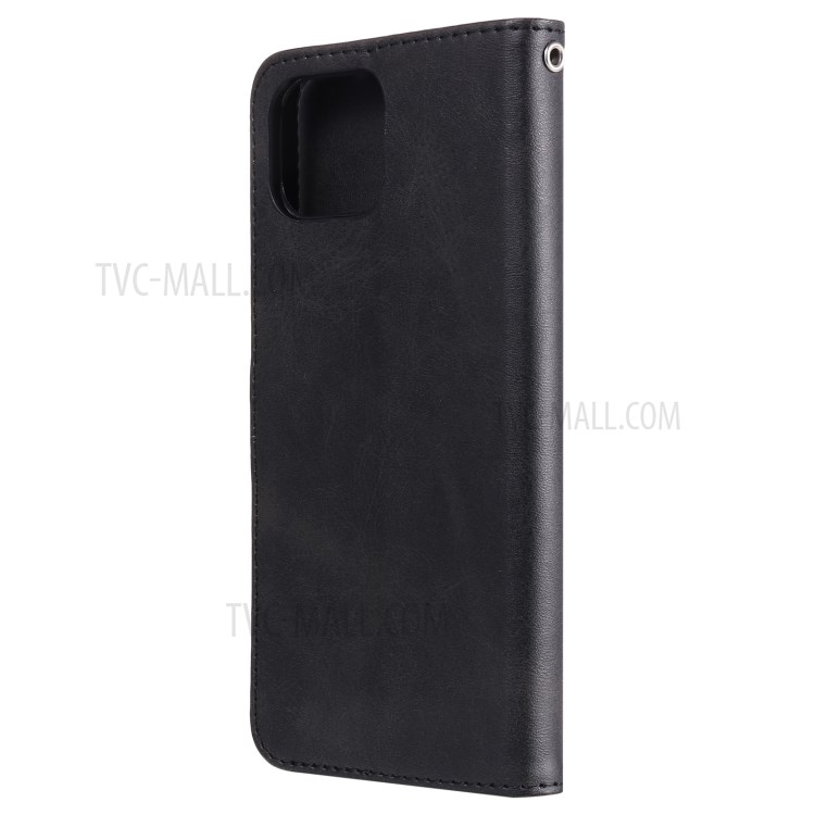 Zipper Pocket Wallet Stand Case for Oppo A93 4G/F17 Pro/Reno4 Lite Leather Cover - Black-4