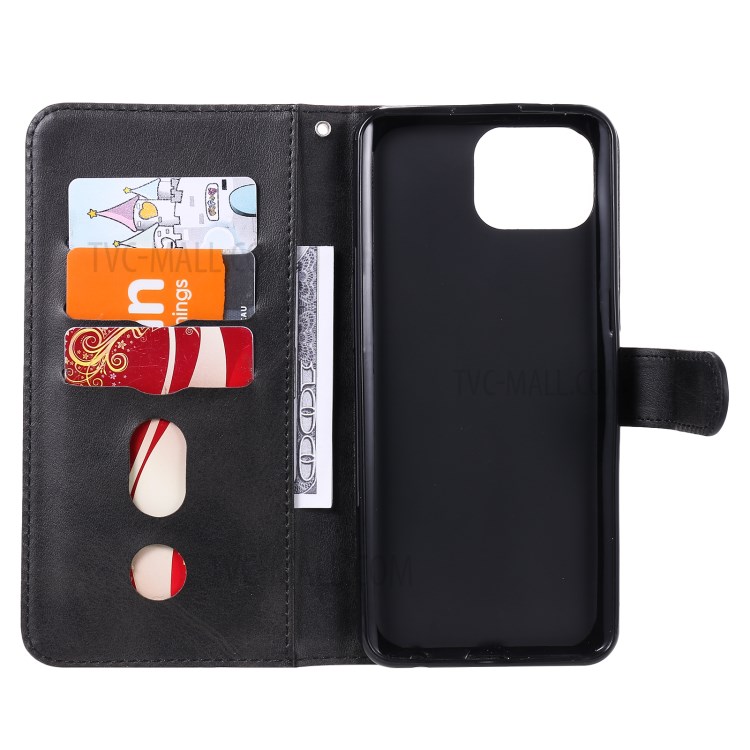 Zipper Pocket Wallet Stand Case for Oppo A93 4G/F17 Pro/Reno4 Lite Leather Cover - Black-5