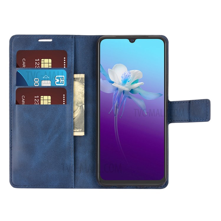 Magnetic Square-Buckled Wallet Leather Case for vivo V20 Stand Design Cellphone Cover - Blue-4