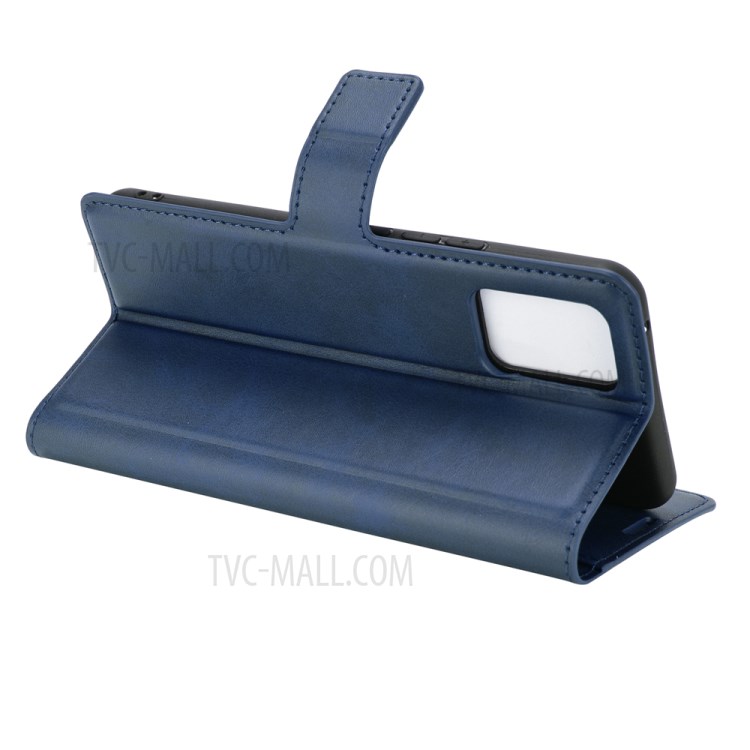 Magnetic Square-Buckled Wallet Leather Case for vivo V20 Stand Design Cellphone Cover - Blue-5