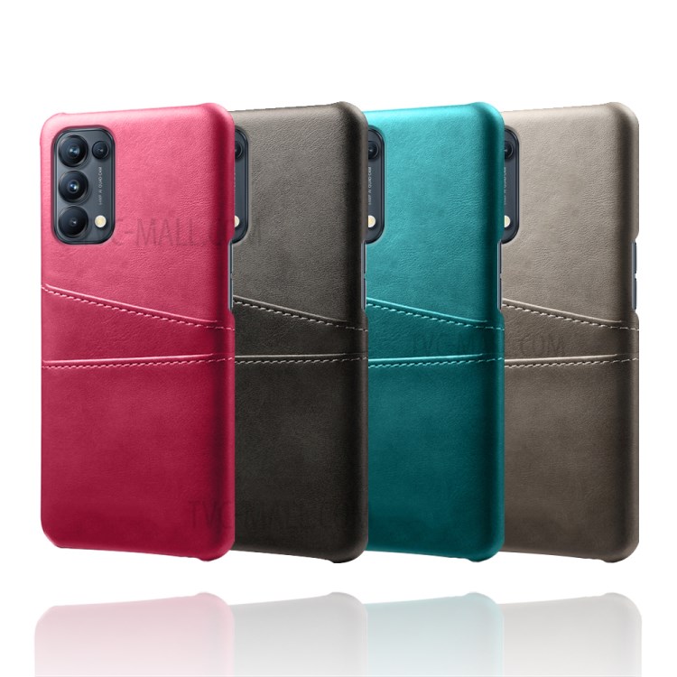 Custodia Rivestita in Pelle PC + KSQ Con Slot a Doppia Carta Per Oppo Reno5 Pro 5G - Arancia-5