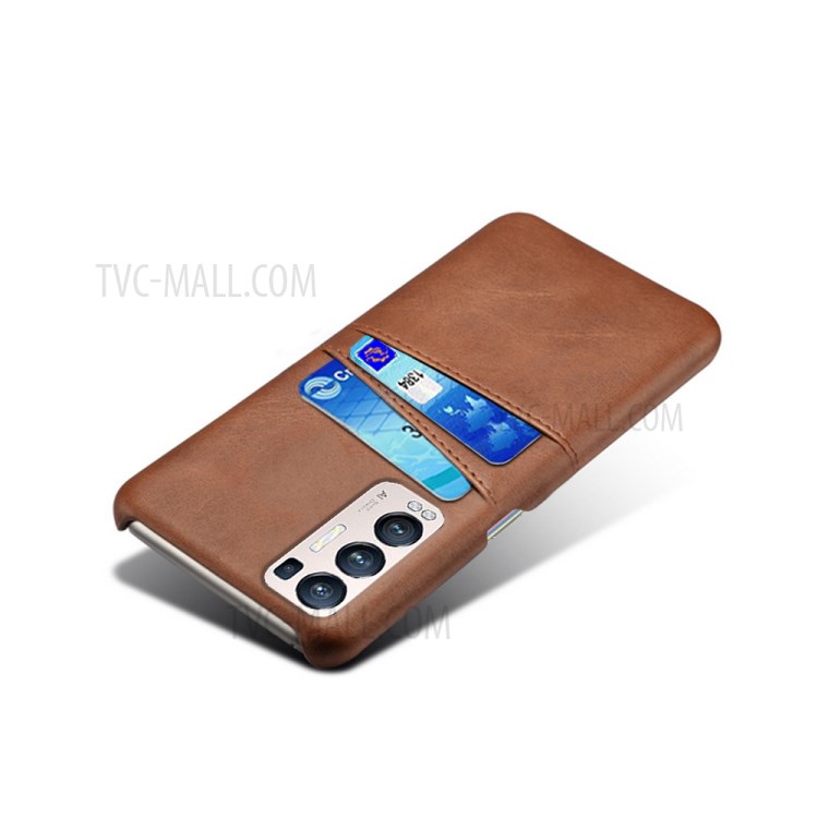 KSQ PC + PU Leather Coated Case with Dual-Card Slots for Oppo Reno5 Pro+ 5G - Brown-4