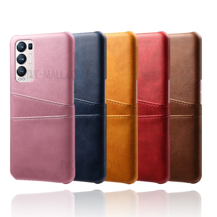 KSQ PC + PU Leather Coated Case with Dual-Card Slots for Oppo Reno5 Pro+ 5G - Brown-7