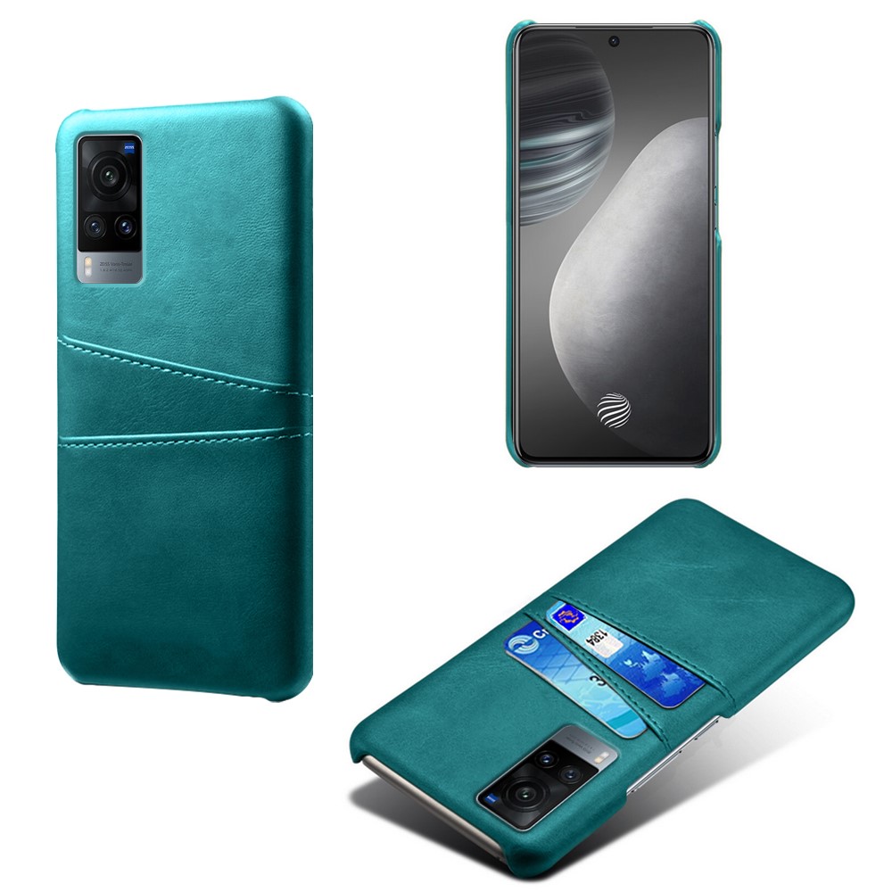 KSQ PC + PU Leather Coated Case with Dual-Card Slots for vivo X60 5G - Green-1