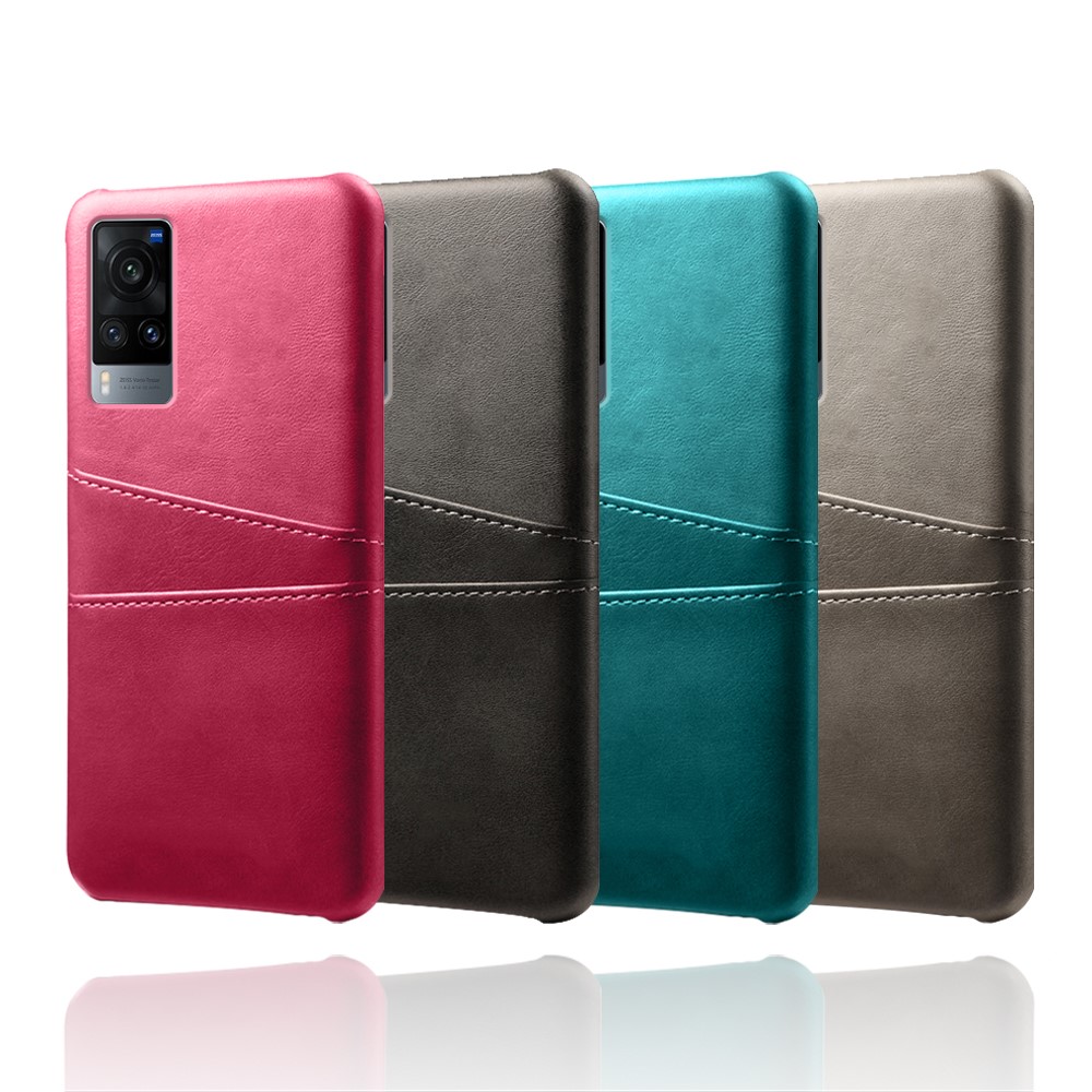 KSQ PC + PU Leather Coated Case with Dual-Card Slots for vivo X60 5G - Green-6